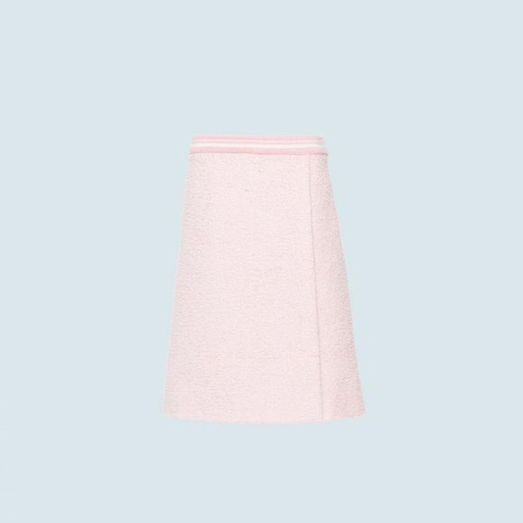 MIU MIU Prada Terry Cloth Midi Skirt w/ Stripe Knit Trim EU Size 40 US Size 4 - Picture 2 of 12